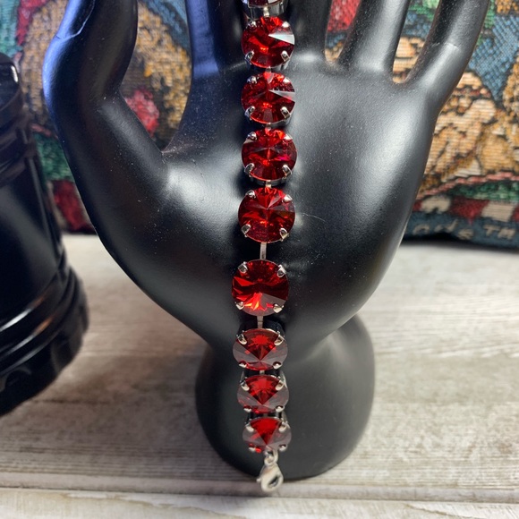 Handmade Swarovski Crystal “Scarlet” Silver Plated Bracelet - Picture 2 of 8